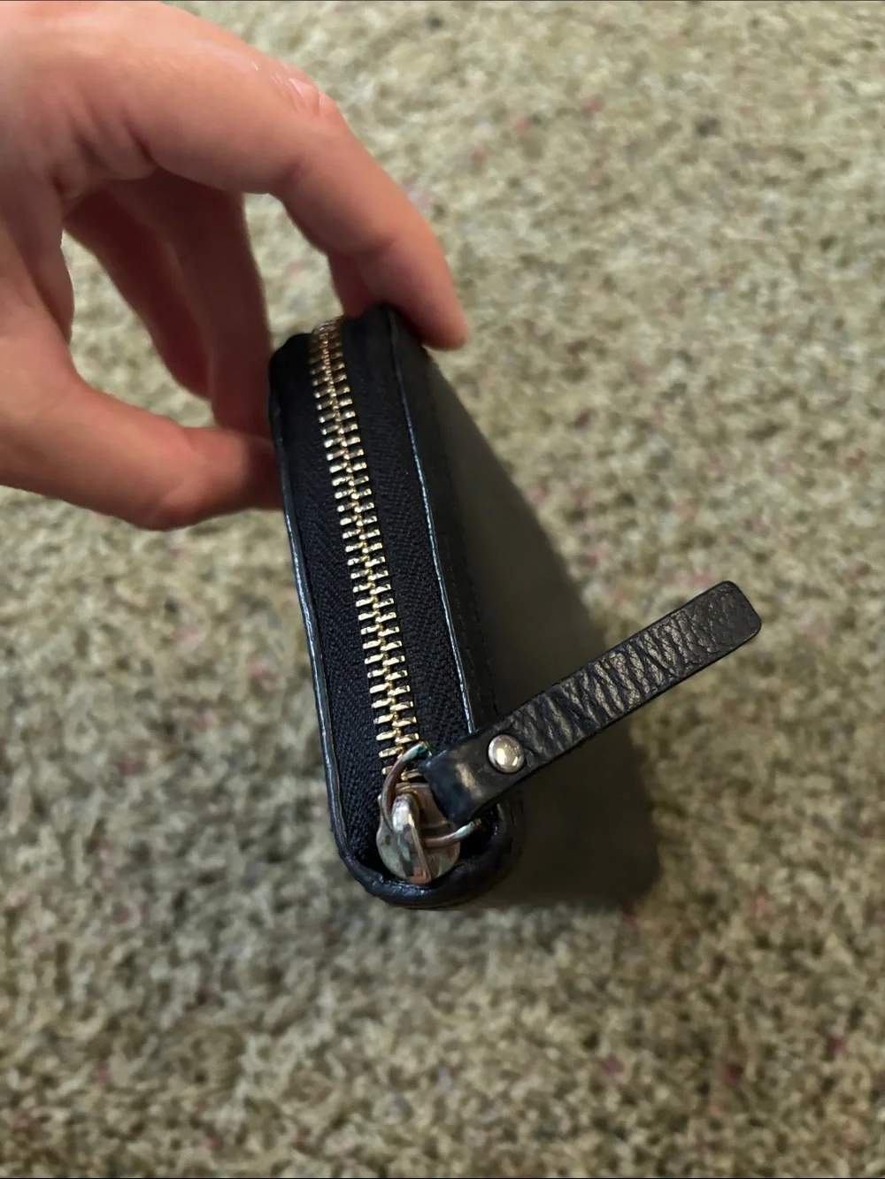 Kate Spade Black Pebbled Leather Zip Around Continental Wallet